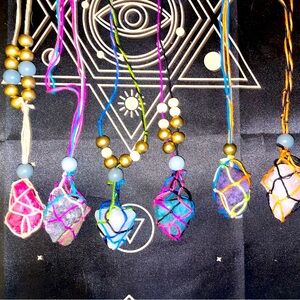 Homemade adjustable crystal necklace holders